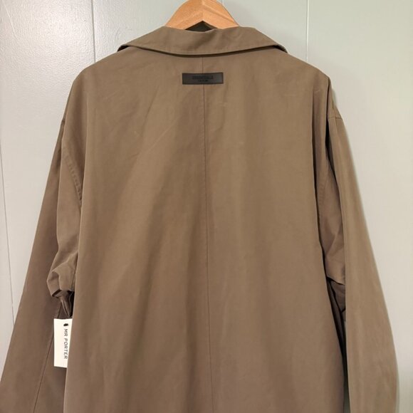 NWT Fear of God Essentials Wood Long Coat Medium Brown Long Trench - Picture 15 of 16